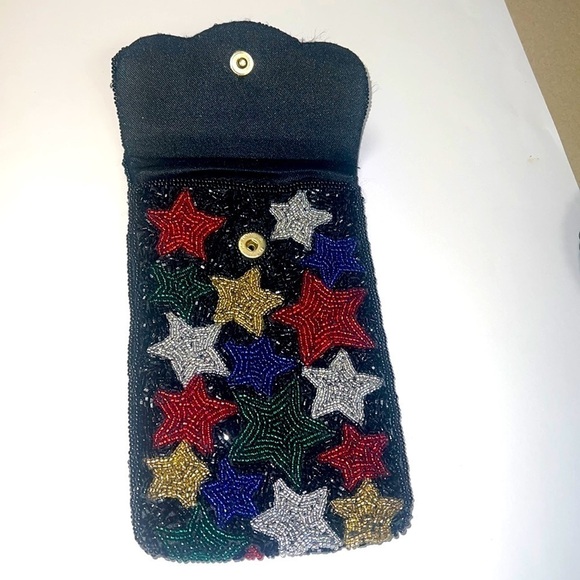 Vintage Beaded Neiman Marcus Phone Eyeglasses Cigarette Snap Pouch - Picture 1 of 7
